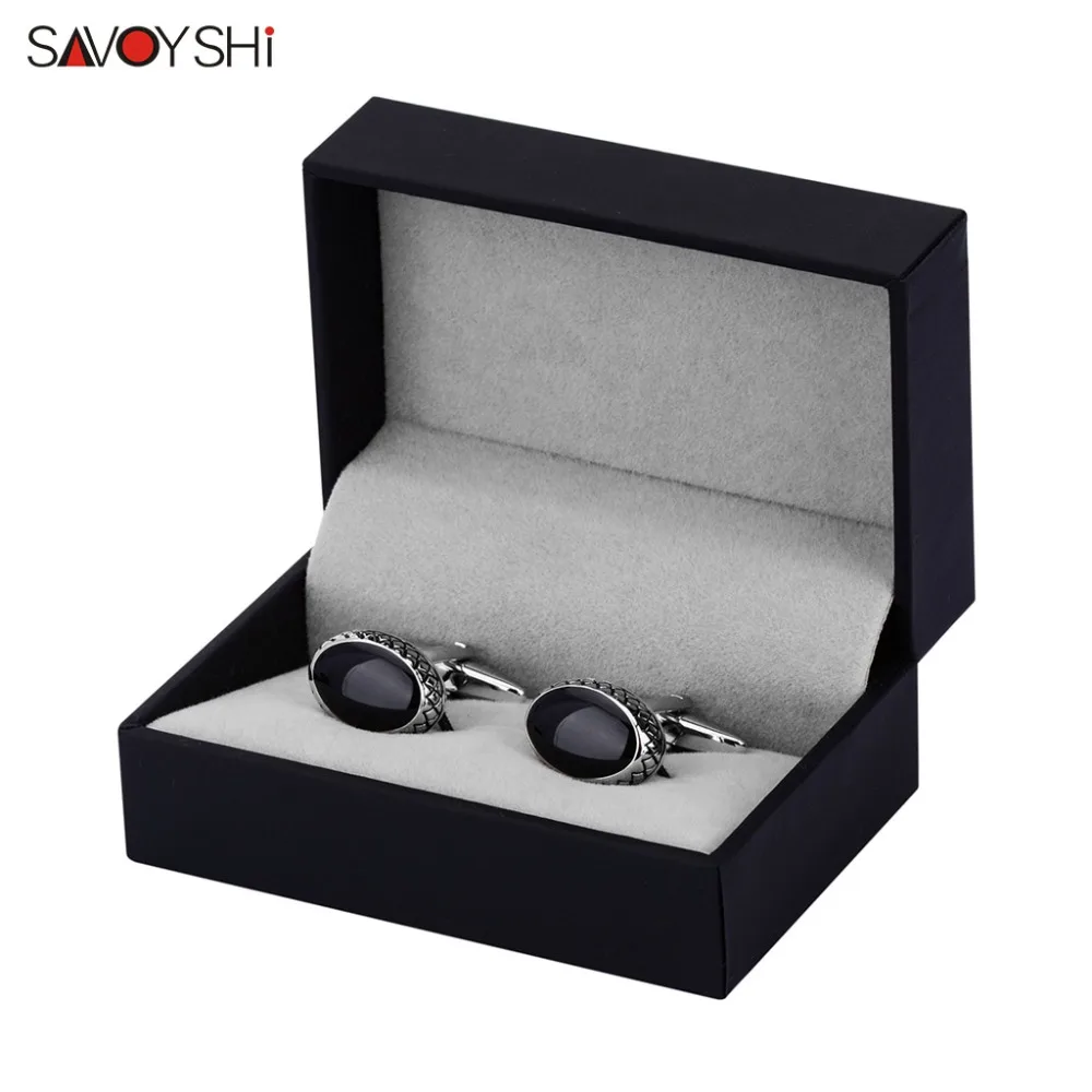 

SAVOYSHI Vintage Shirt Cufflinks for Mens Cuff buttons High Quality Oval Black Cuff Links Brand