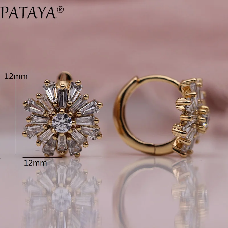 Новые висячие серьги PATAYA со снежинками из натурального циркония, женские модные ювелирные изделия, 585 розовое золото, свадебные благородные Изящные Роскошные круглые серьги
