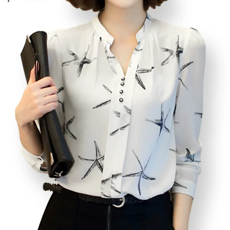 

Nova Chegada Feminino da Longo-Luva Blusa Camisa Das Mulheres топы из шифона