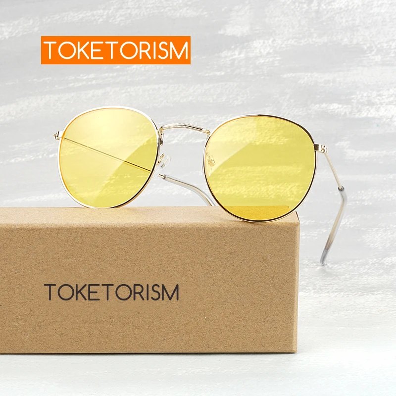 Toketorism Trendy 2021 Retro Round Women's Sunglasses Brand Designer 7443
