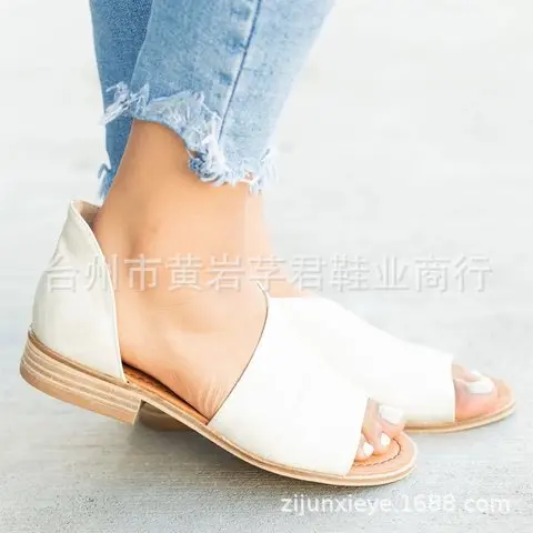 Plus Size Rome Gladiator Women Sandals Leopard Peep Toe Block Heel Shoes Summer Casual Flat | Обувь