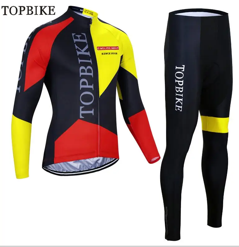 BJC-DB-0802 TOPBIKE Мужская велосипедная майка pro team, зимний теплый флисовый комплект с длинным рукавом, ropa ciclismo, велосипедный триатлон, Экипировка для мужчин - Цвет: BJC-DB-0802