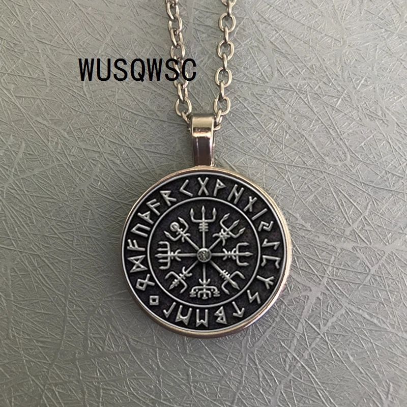 WUSQWSC 2018/компас Vegvisir викинга кристалл кулон кабошон ожерелье мужчины и женщины