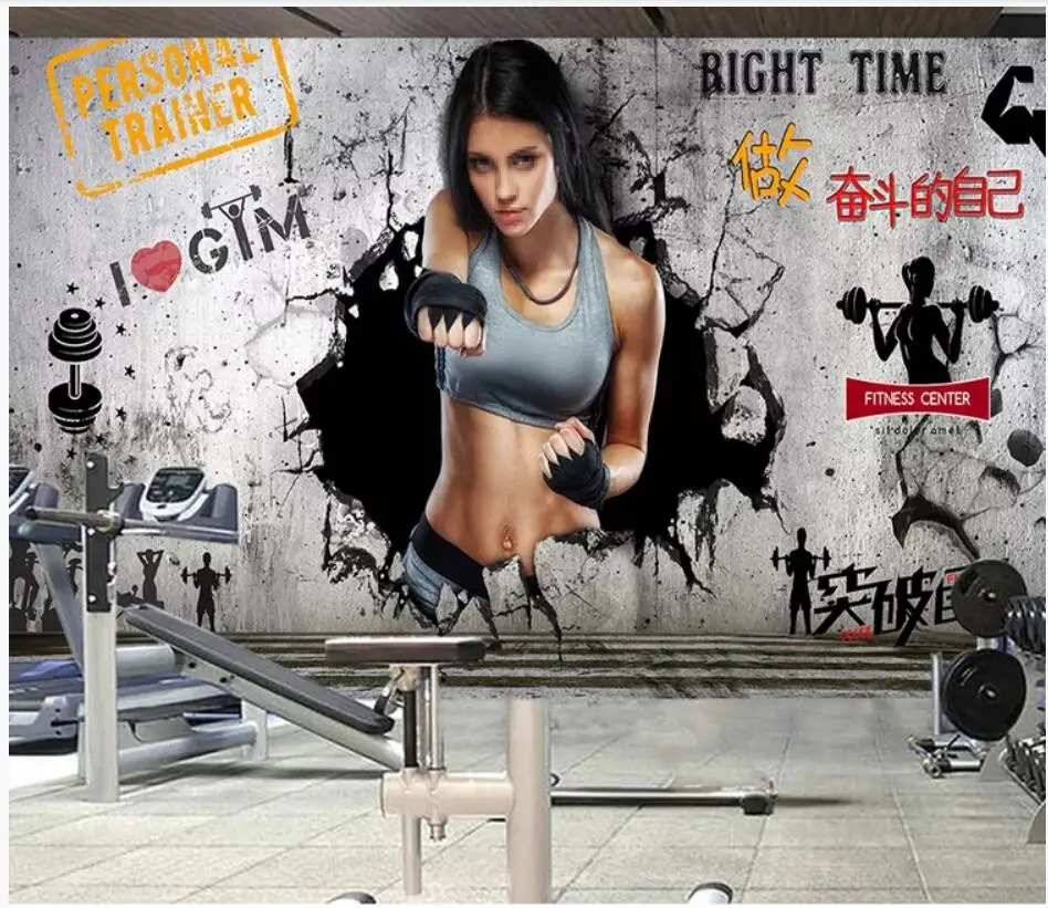 

WDBH 3d photo wallpaer custom mural Cement broken wall gym yoga boxing beauty home decor living Room wallpaper for walls 3 d