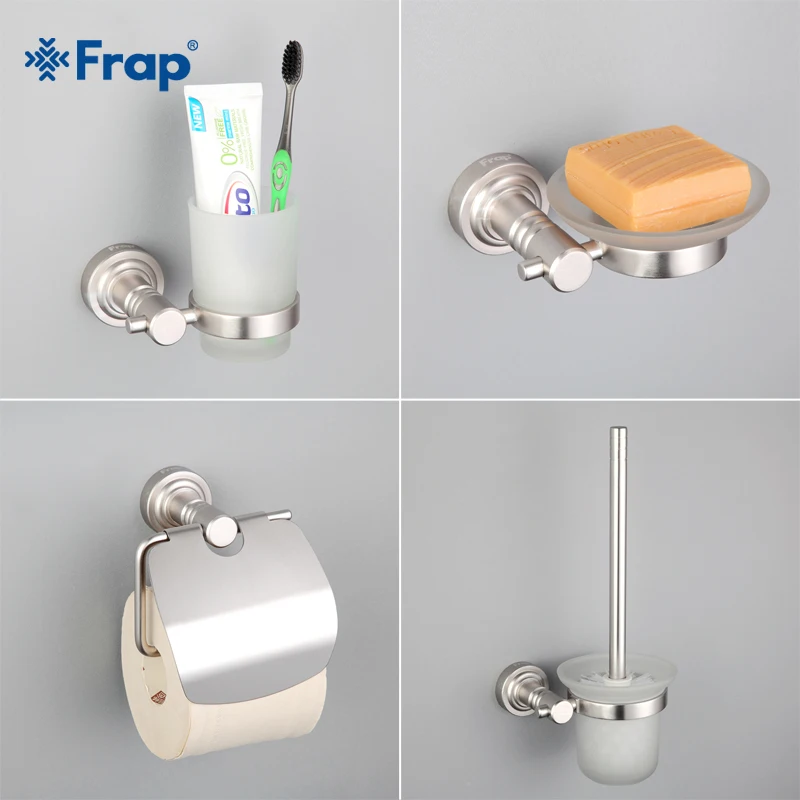 Frap 4 шт. аксессуары для ванной комнаты алюминиевый держатель чашки стеклянные