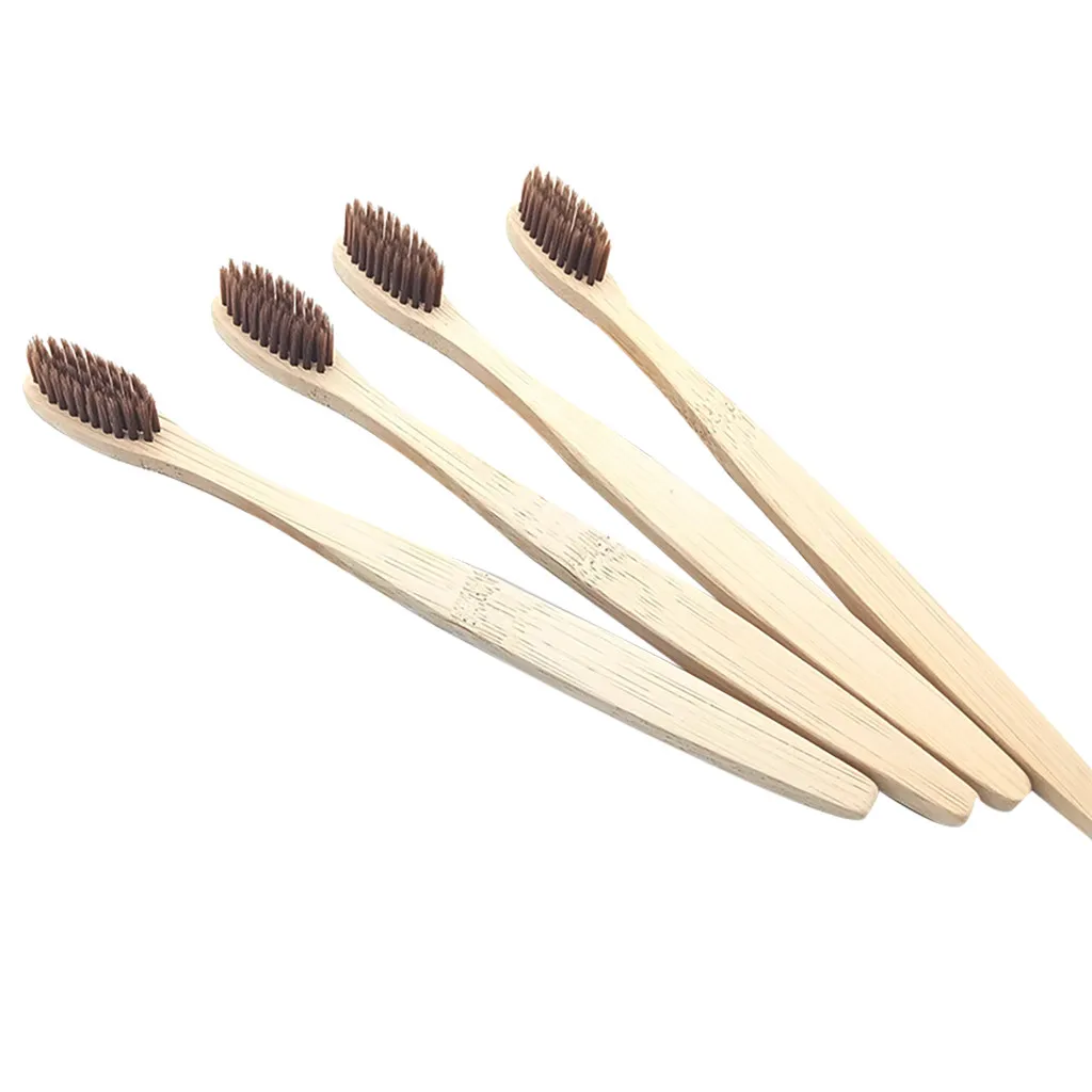 Зубная щетка для чистки зубов 4 шт./компл. Экологичная бамбуковая Мягкая зубная
