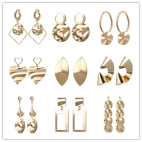 Женские серьги в стиле бохо металлические неправильной геометрической формы