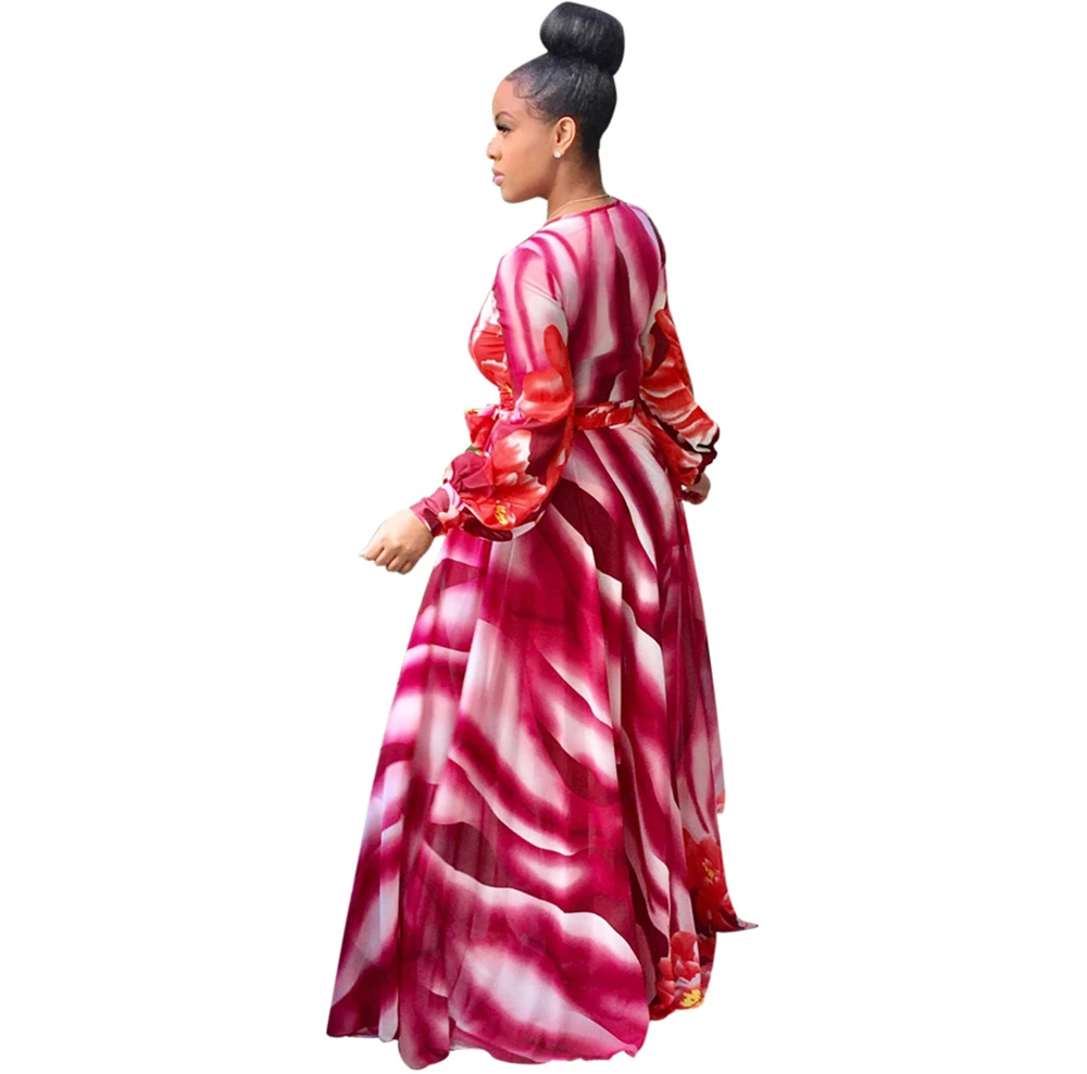 Платье с длинными рукавами оригинальным изображением тропического пляжа и