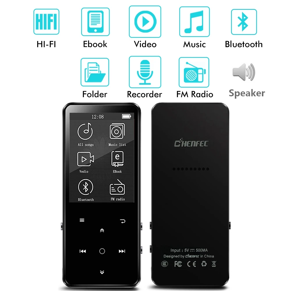 HiFi Качество Звука Bluetooth 4,0 MP3 плеер 16 Гб металл 2,4 дюймов Большой HD экран Поддержка динамик, fm-радио музыка, рекордер, SD карта
