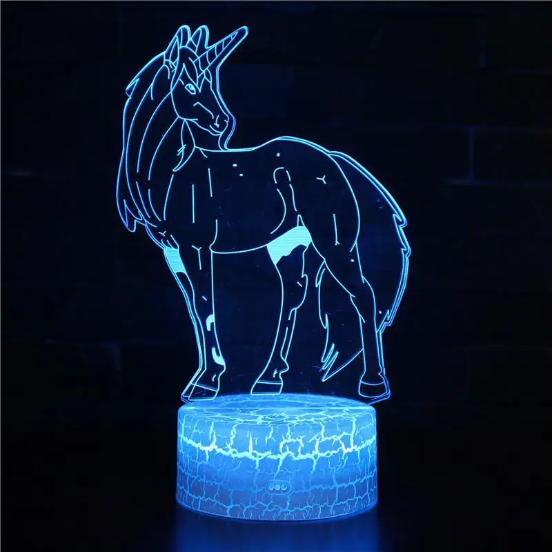 Новинка Usb светодиодный 3D светильник Horse украшение для детской комнаты лампа 7