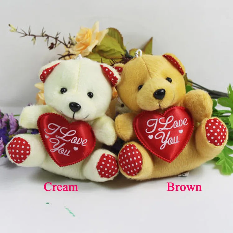 20 шт./лот горячая Распродажа 11 см мини плюшевый медведь игрушки с сердцем (бежевый