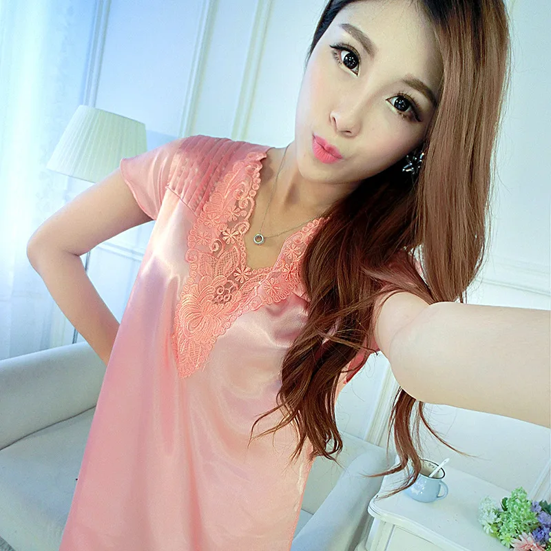 2016 атласное Ночное платье Женское ночное из искусственного шелка женская