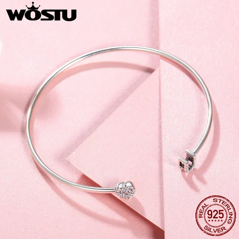 Женский браслет на запястье WOSTU регулируемый из стерлингового серебра 925 пробы с