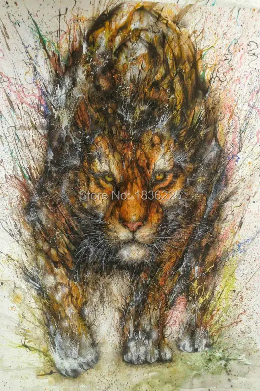 Ручная роспись современный абстрактный тигр холст настенная живопись животное