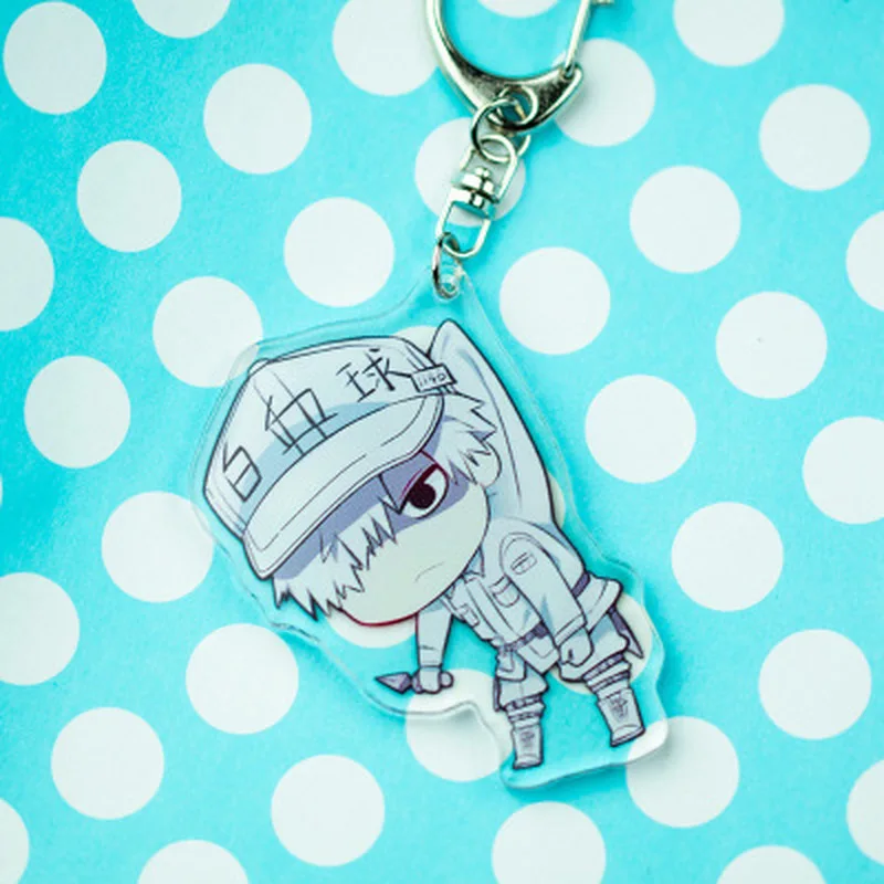 

Anime Hataraku Saibou Cells At Work Platelet Erythrocytes PVC Keychain Leukocyte Keyring Costume Pendants JewelryOrnament Gift
