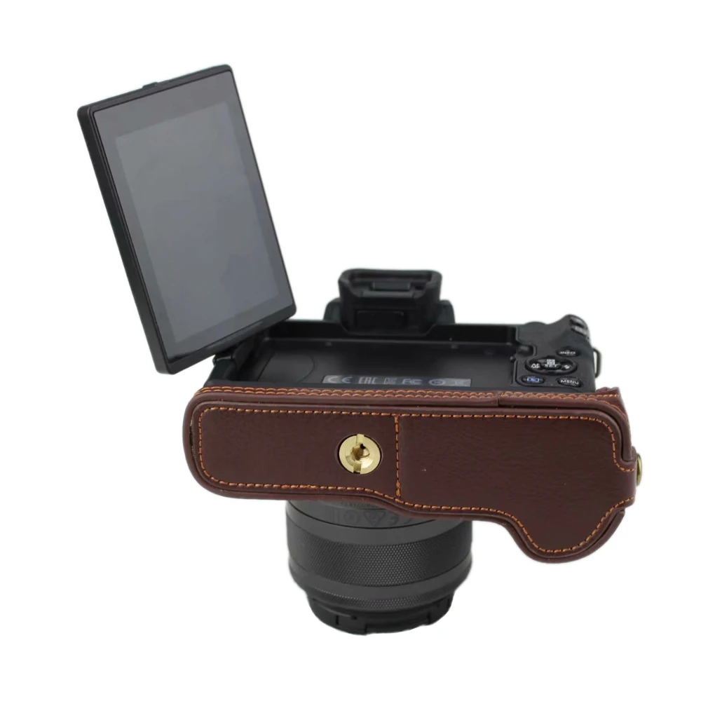 Получехол из искусственной кожи для Canon EOS M50 Digital SLR Camera коричневый черный