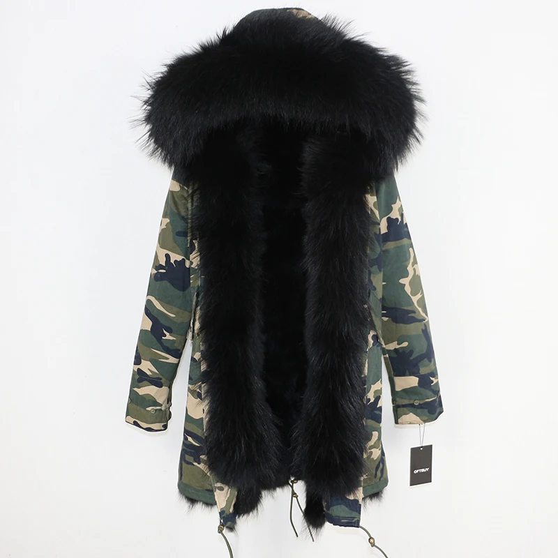 camo black E OFTBUY новая зимняя куртка женская парка пальто из натурального меха енота воротник из натурального Лисьего меха Толстая теплая верхняя одежда уличная одежда - Цвет: camo black E