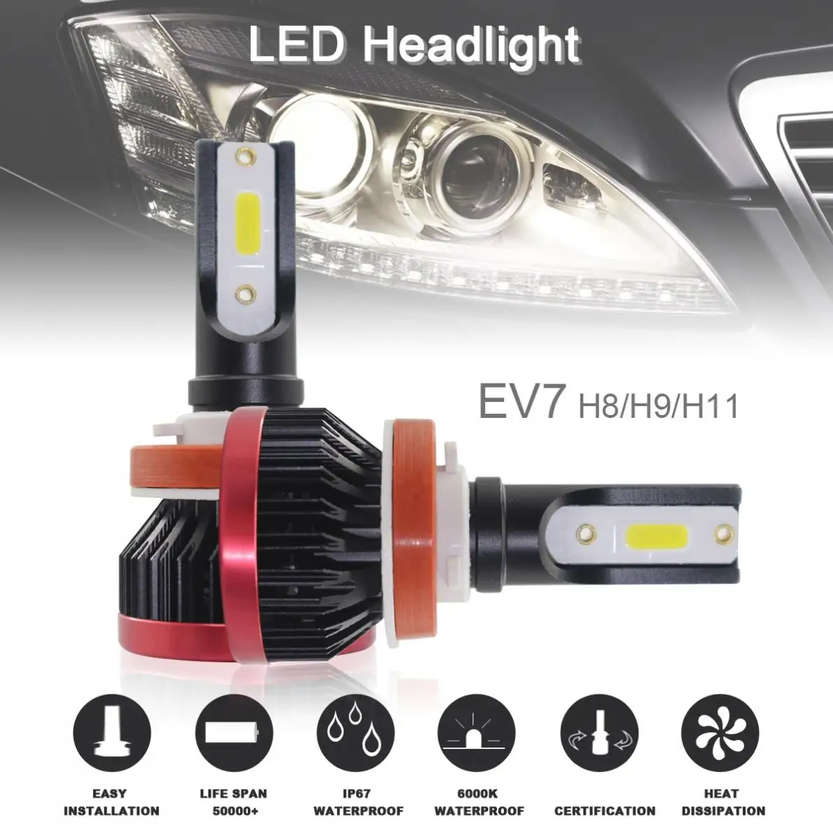 1 пара супер мини H8/H9/H11 120W 20000LM 6500K автомобильный COB светодиодный чип лампы для фар