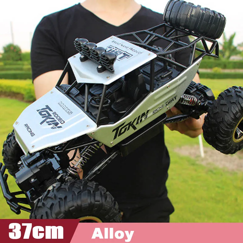 37cm Silver QWZ 1:12 RC автомобиль 4WD альпинистский автомобиль 4x4 двойной привод двигателей Bigfoot автомобиль дистанционное управление Модель внедорожный автомобиль для мальчиков детские подарки - Цвет: 37cm Silver