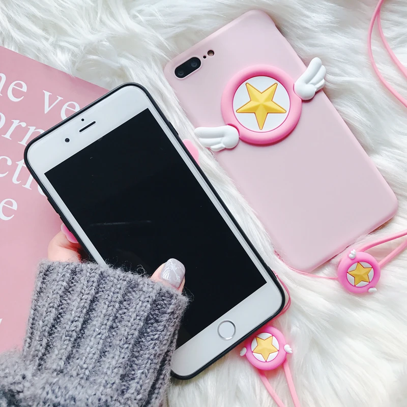 Для iPhone7 7 PLus розовый Сейлор Мун чехлы для телефонов милый чехол девушек мягкий