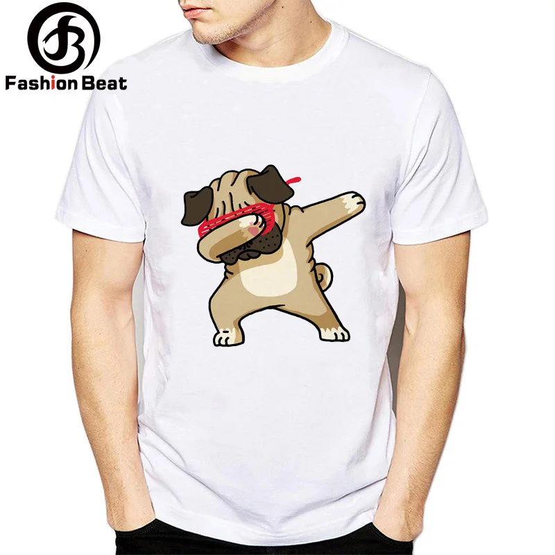 

Dabbing Pug T Shirt New Summer Fashion Dog T Shirts for Men and Women Hipster Short White Casual Plus Size Tee Shirt Homme