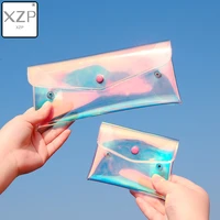 xzp transparent coin purse women wallet laser pvc card pencil cosmetic money clutch bag case female mini zipper wallets pouch