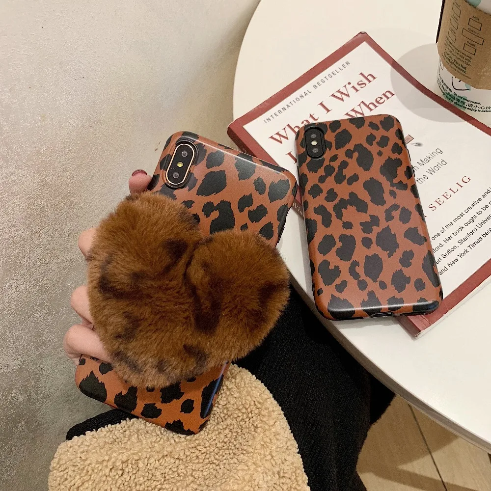 Luxury Leopard print Plush Silicone Phone Case For iphone X 6 6S 7 8 Plus Cases XR XS Max Soft Tpu Back Cover |