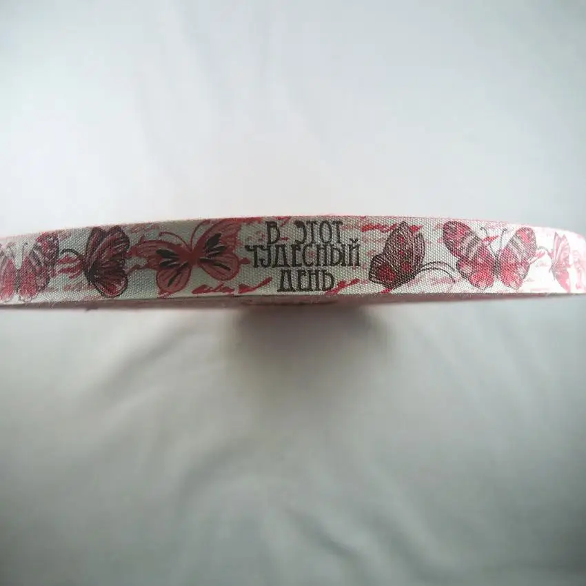 Новая лента из 100% хлопка с принтом Красной бабочки 15 мм 5 ярдов 5/8 дюйма ленты для