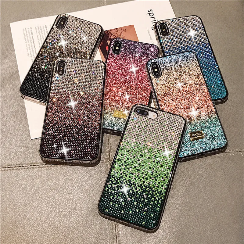 Glitter Phone Case for iPhone 11 Pro XS Max XR X 7 8 6 S 6S Plus Luxury Bling Sequins Diamond Girly Protector Back Cover Fundas | Мобильные