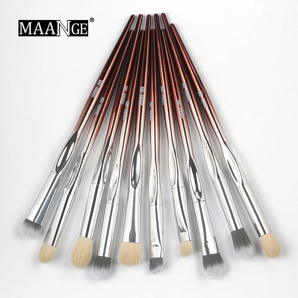 MAANGE Pro 10pcs Professional Makeup Brushes Set Pincel Maquiagem Cosmetics Brush Tools Kit Foundation Powder Goat Hair | Красота и