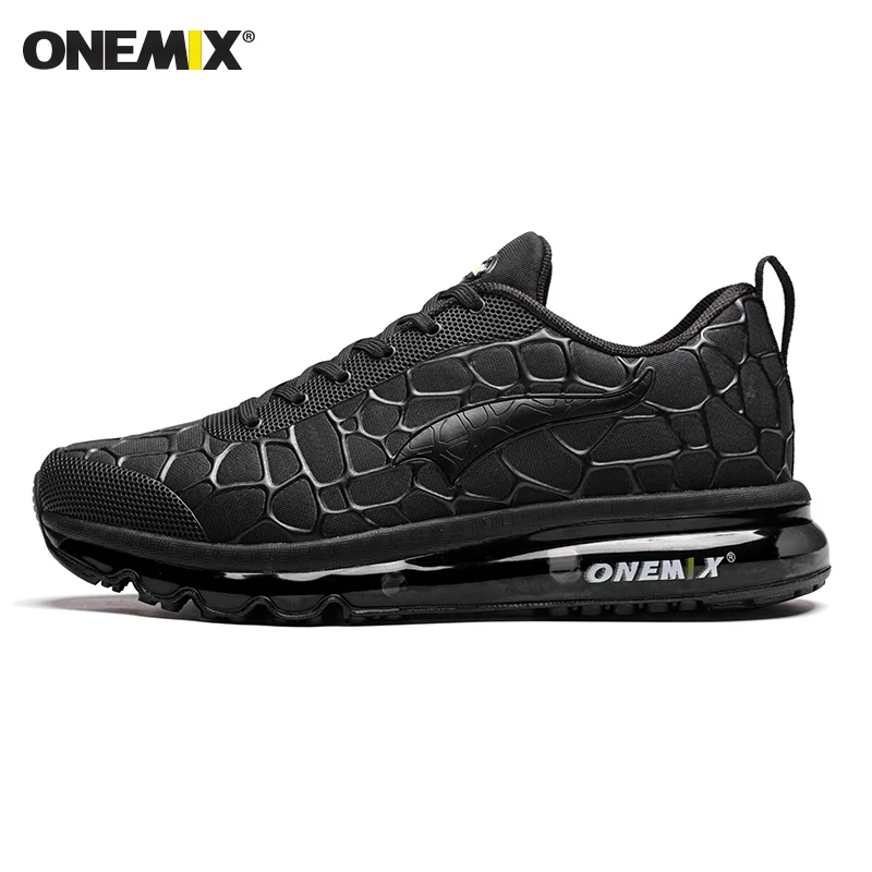 ONEMIX, мужские кроссовки для взрослых, на воздушной подушке, для занятий спортом на открытом воздухе, мужские кроссовки, зимняя кожаная обувь для бега, тенниса, спортивная обувь, большие размеры - Color: Black 1096