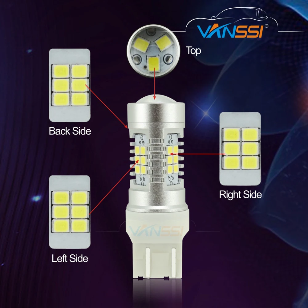 VANSSI 2x T20 7443 7444 W21/5 Вт Светодиодный светильник для Lada Vesta Kalina аксессуары передний размерный светильник белый Янтарный Желтый