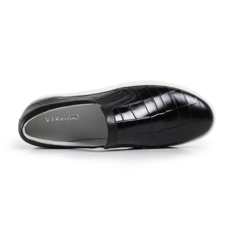 Vikeduo 2019 hot sales Handmade Flat male leisure shoes Genuine Leather Fashion Comfortable Black skateboard Mens Casual Shoes | Обувь