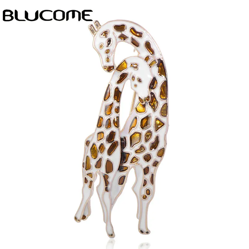 Детская эмалированная брошь Blucome коричневая в форме семьи жирафа значок на