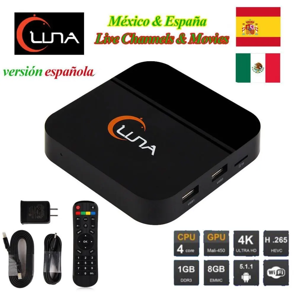 Бесплатная доставка Luna tv box Латинская ТВ приставка iptv в прямом эфире Южная