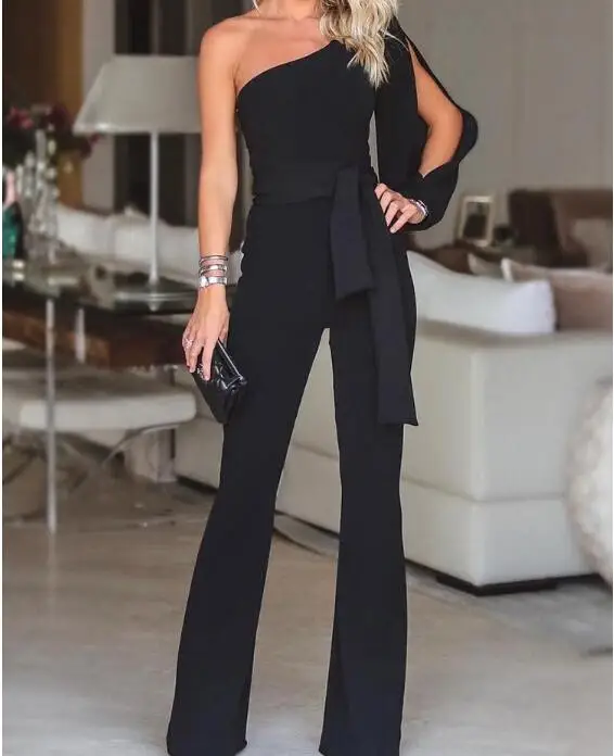 Jumpsuit for women 2018 fashion Womens rompers Party Clubwear Playsuit Jumpsuit Wide Leg One Shoulder Long Trousers Pants