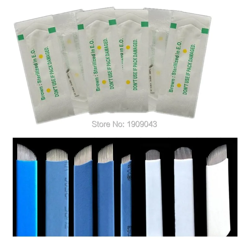 50PCS/lot 21Needles Permanent Makeup Manual Microblading Tattoo Pen Blades Embroidery Cosmetic for Eyebrows Lips | Красота и здоровье