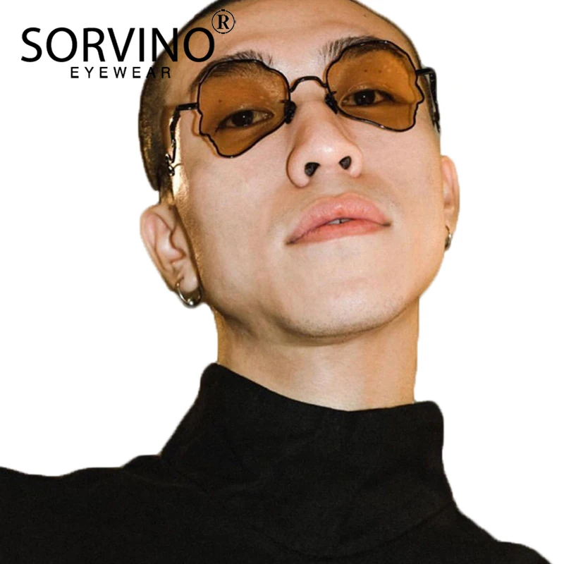 SORVINO, винтажные мужские солнцезащитные очки в форме полигона, женские, фирменный дизайн, 90 s, Ретро стиль,, анти синий светильник, прозрачные солнцезащитные очки, оттенки, SP267