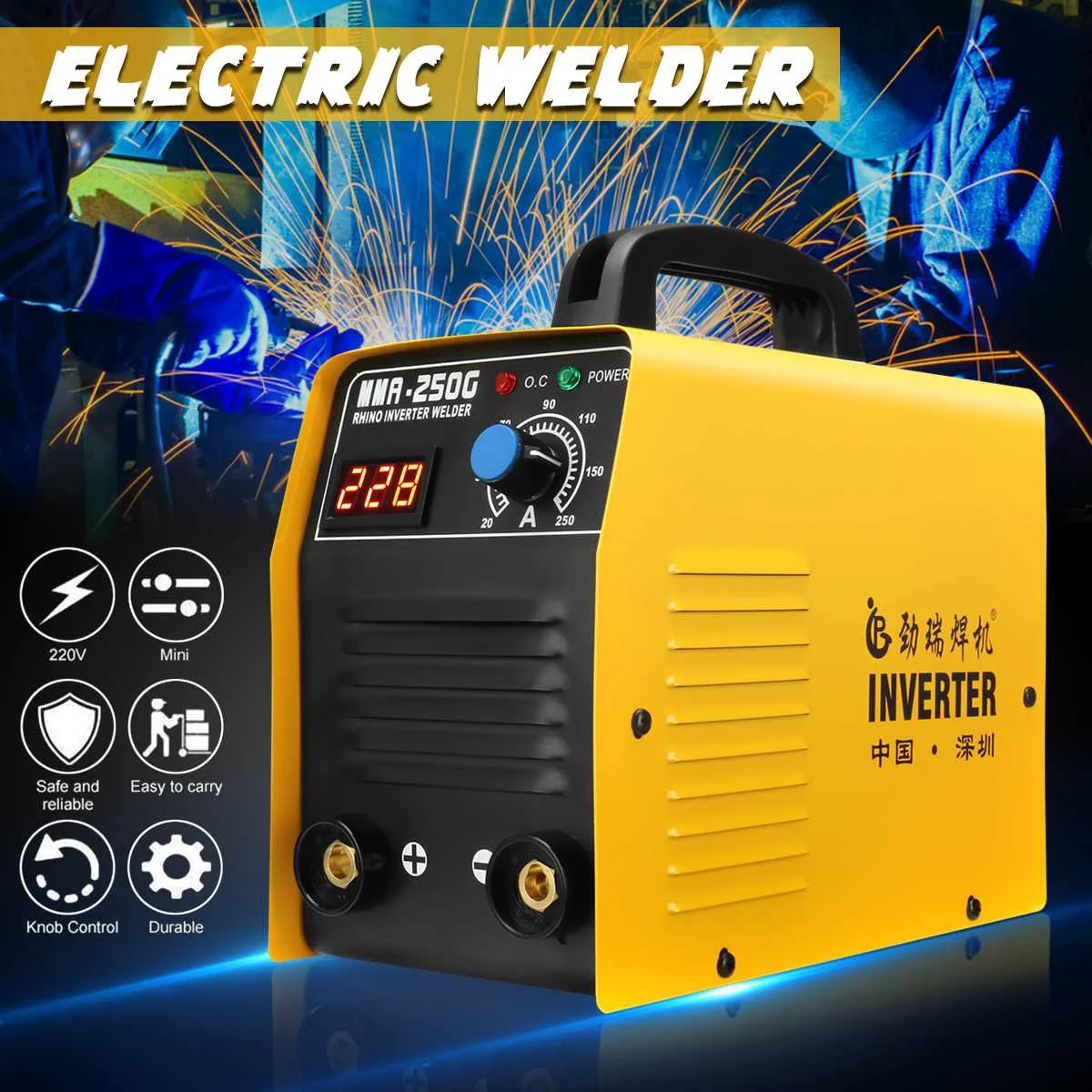 20-250A 25KVA IP21 инвертор дуговой Электрический сварочный аппарат IGBT/MMA/Arc/ZX7 сварочные аппараты для сварки Электрический Рабочий цифровой дисплей
