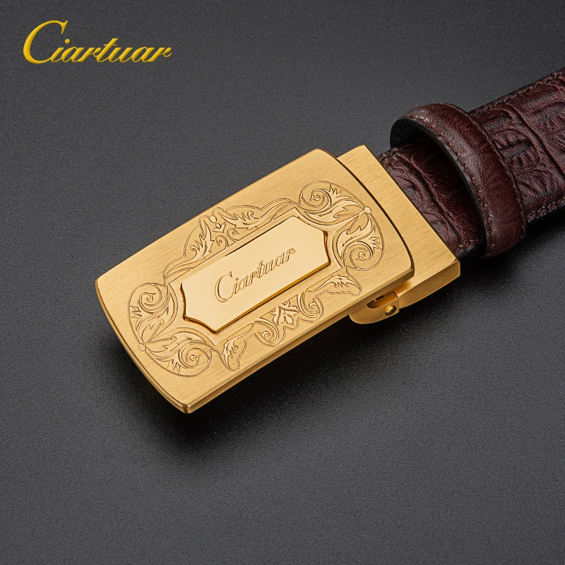 2019 Элитный бренд дизайн модные бизнес тиснение вырезка дикий тренд натуральной кожи мужской пояс ремень