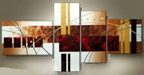 Set(4PCS) Modern Abstract Art Oil Painting On canvas Wall Deco (NO Frame) | Дом и сад
