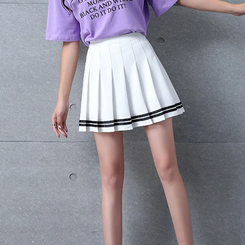 Женская плиссированная короткая юбка в стиле Лолиты Harajuku Kawaii милые полосатые юбки мини Милая школьная форма Saia Faldas дамская юбка