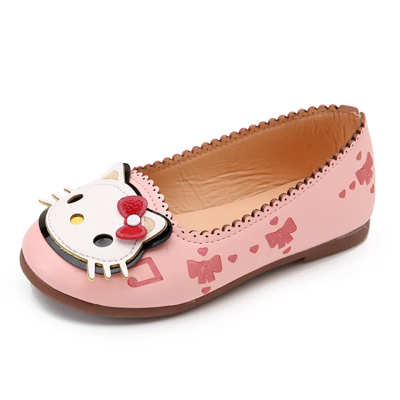 Демисезонный детей рисунок Hello Kitty обувь для девочек кожаные туфли принцессы