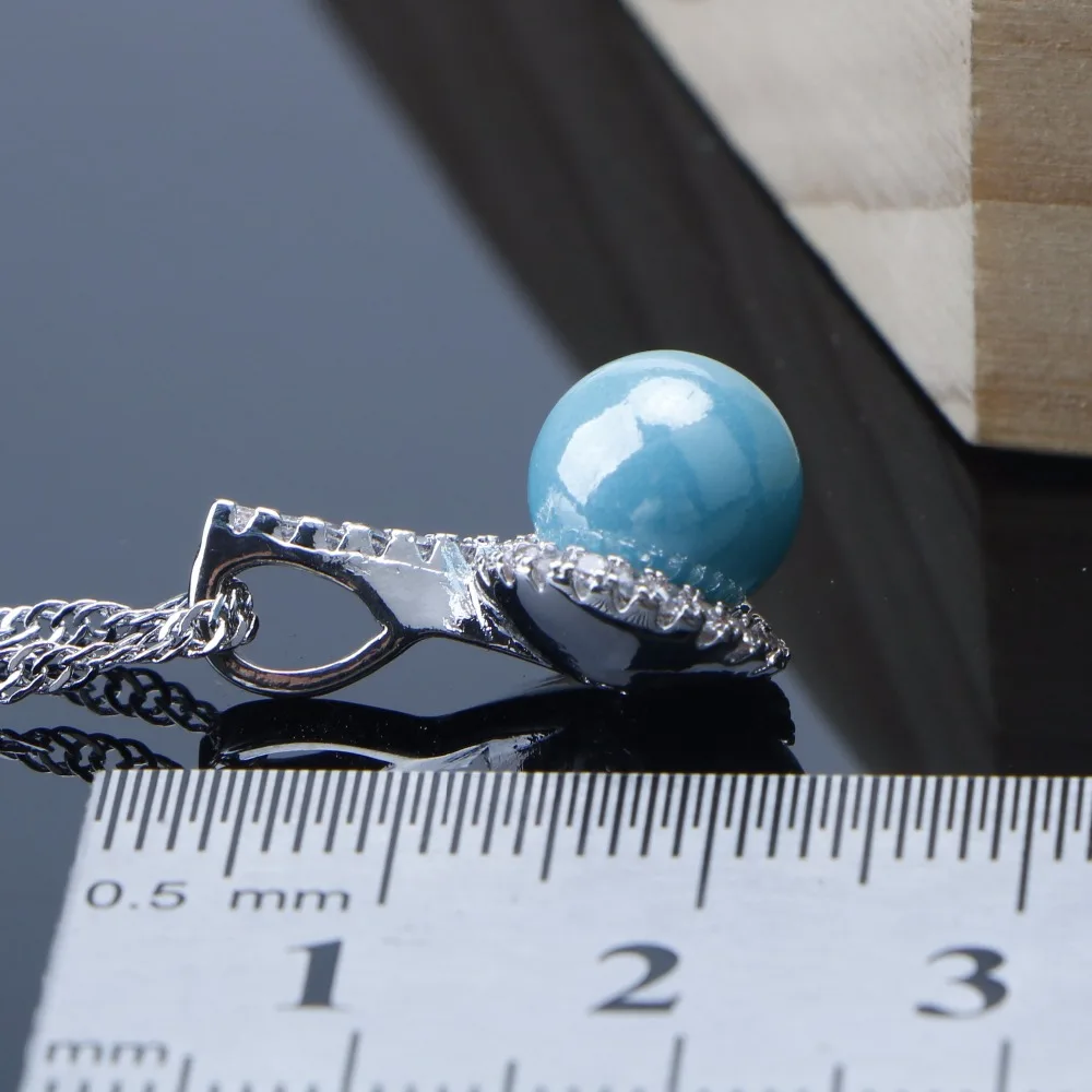 Женский комплект ювелирных изделий из серебра 925 пробы с синим кубическим