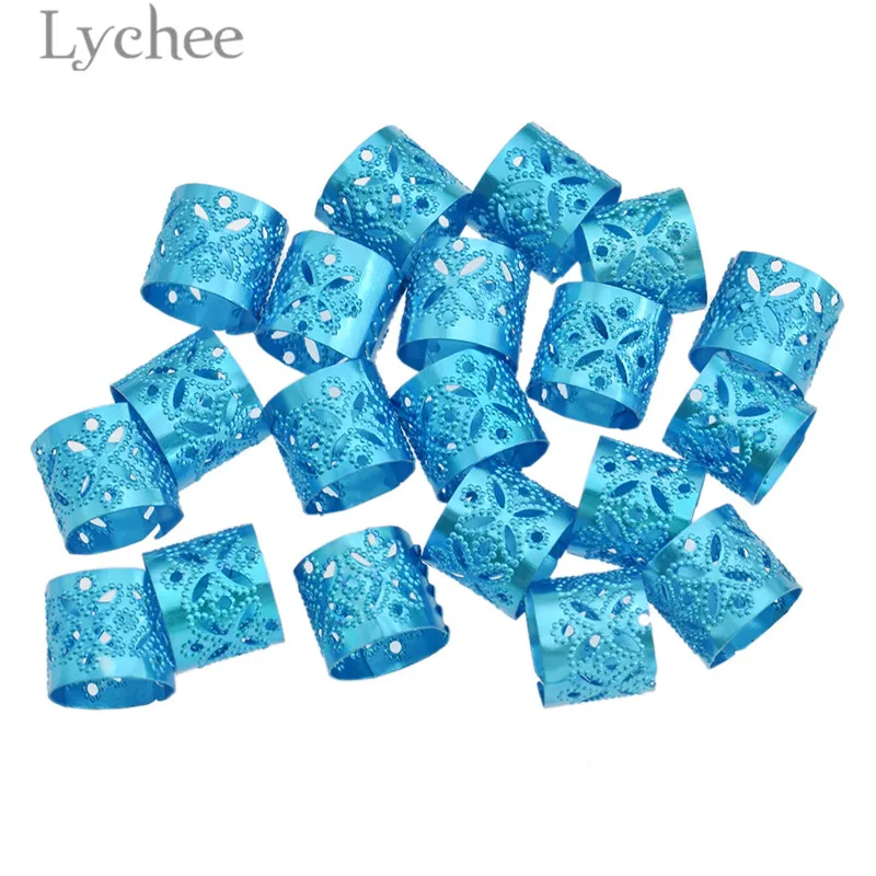 Lychee 20 шт модные алюминиевые дреды бисер смешанный цвет полые волосы оплетка