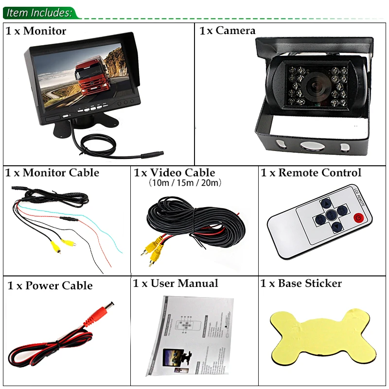 Sinairy DC 12V-24V 7 Inch TFT LCD Car Monitor IR Night Vision CCD Rear View Camera For Vehicle Truck Van Caravan Trailers Camper |