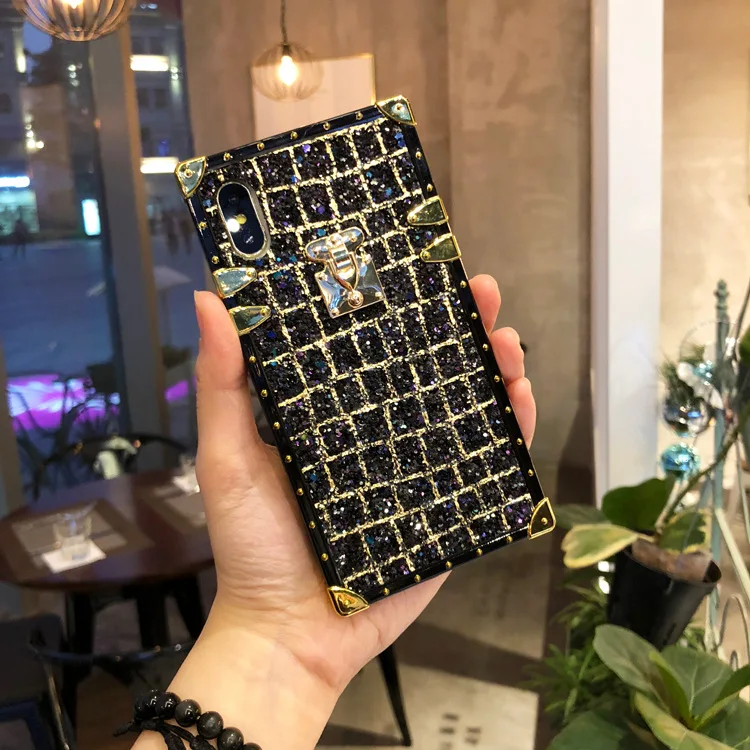 Роскошные блестящие Чехлы в клетку для iPhone 6 7 8 Plus X Xr Max Square Ретро брендовый чехол