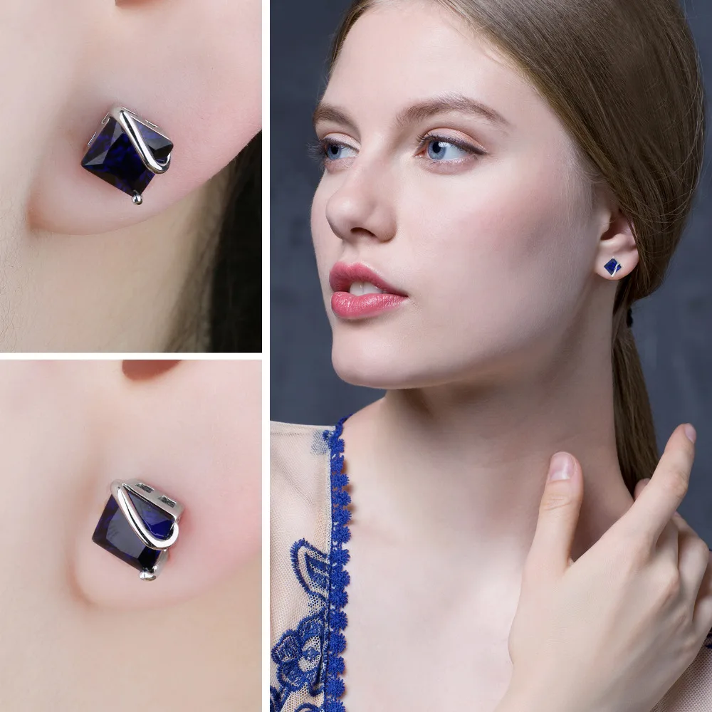 Jewelrypalace классический 2.8ct создания Сапфир Серьги-гвоздики Шарм стерлингового