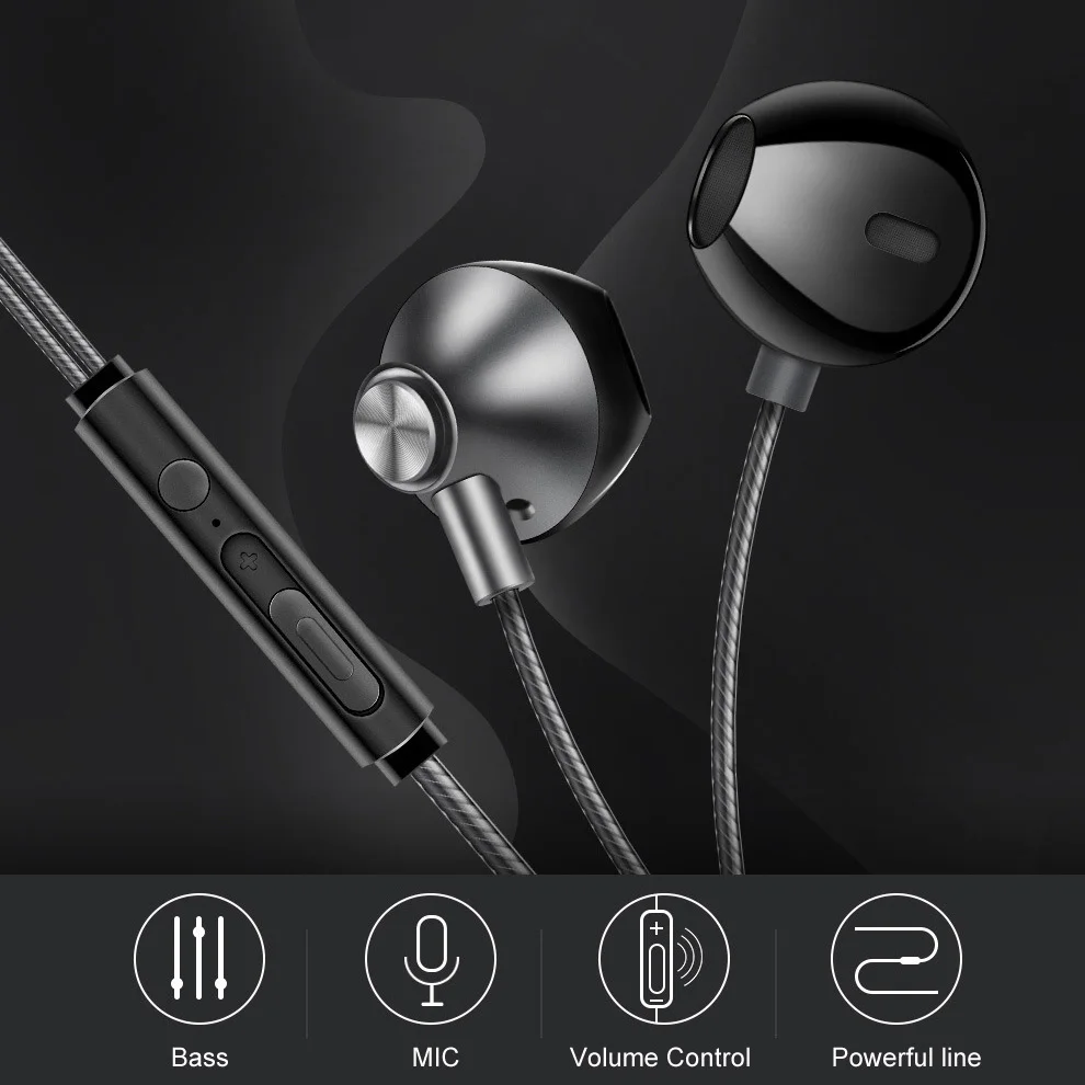 Wired Earphones In-Ear Metal Headsets Sport Stereo Earbuds for Iphone Samsung Huawei Xiaomi with Mic HD Music Phone PC | Электроника