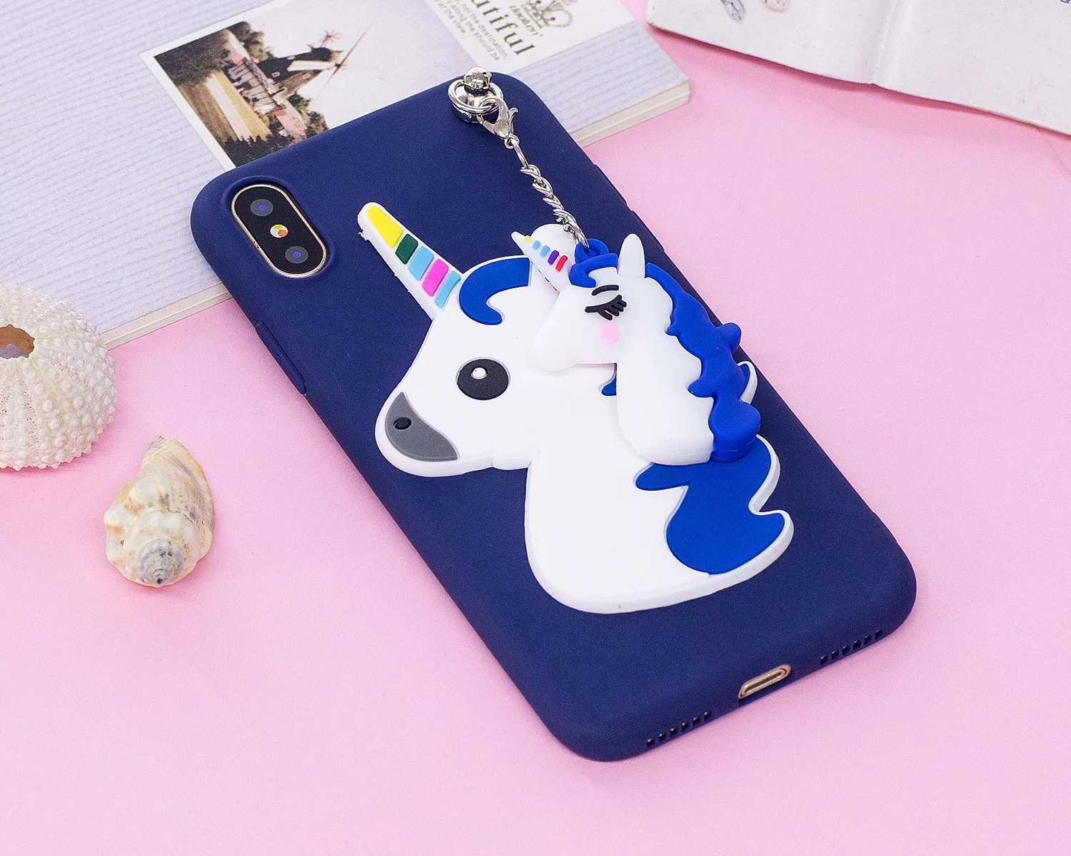 VRLucky Unicorn Soft TPU Phone Case Cover with Cute Cartoon Pendant For iPhone X 8 7 Plus 6 6s 5 5s SE |